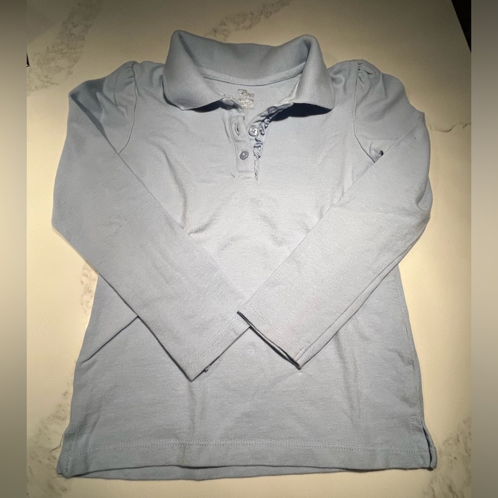 NWOT four uniform children’s place ruffled pique long sleeve shirts.  Size 7/8